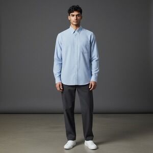 BEAMS Japan Mens Slim Fit Light Blue Gingham Button Down Shirt Size XS